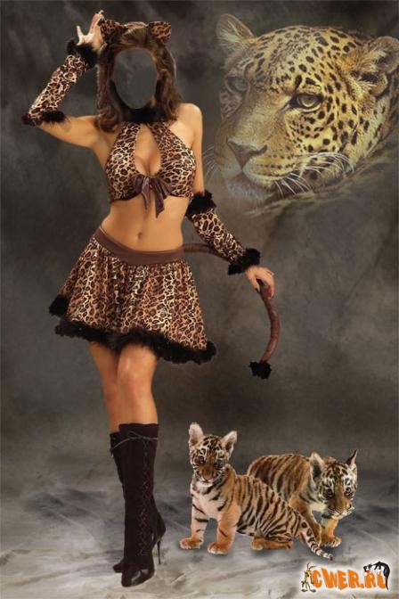 Девушка с леопардами