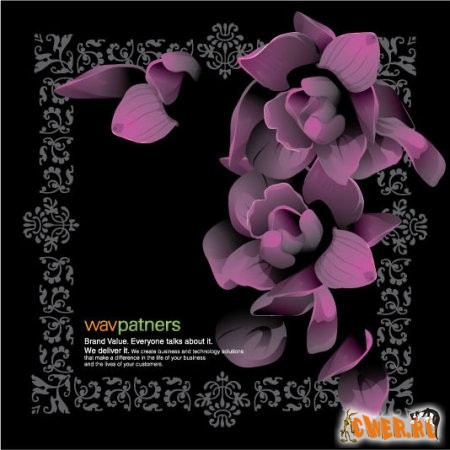 Wav Illustration Elements Series 03 - Violet Flower & Frames