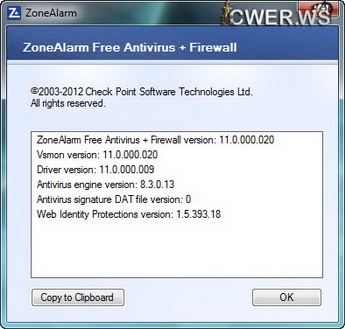 ZoneAlarm Free Antivirus + Firewall 11.0.000.020