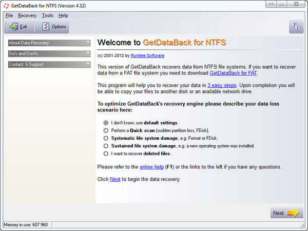Runtime GetDataBack for FAT/NTFS