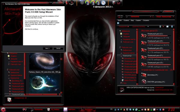 Red Alienware Skin Pack 2.0 for Windows 7