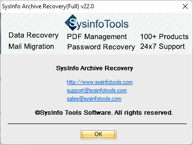 SysInfoTools Archive Recovery 22.0