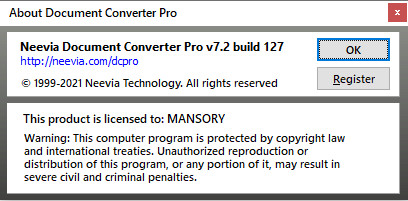 Neevia Document Converter Pro 7.2.0.127