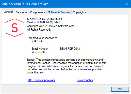 MAGIX SOUND FORGE Audio Studio 14.0.86