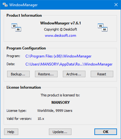 DeskSoft WindowManager 7.6.1
