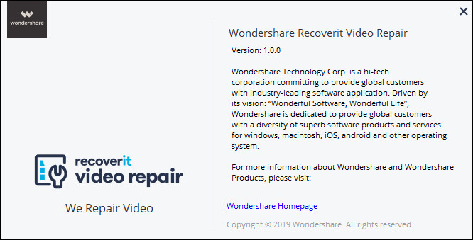 Wondershare Recoverit Video Repair 1.0.0.40