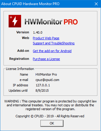 CPUID HWMonitor Pro 1.40