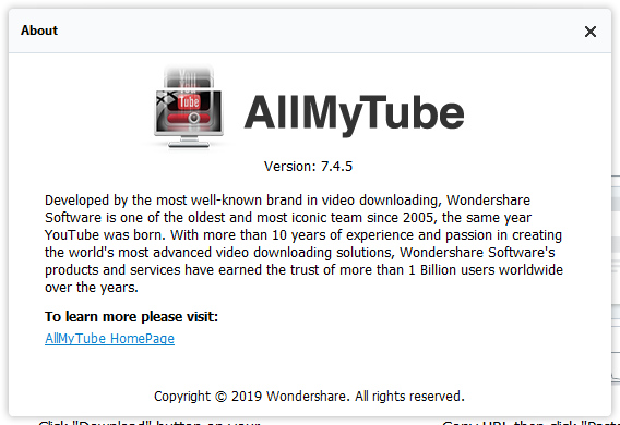 Wondershare AllMyTube 7.4.5.0