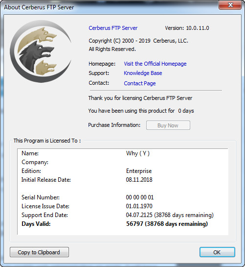 Cerberus FTP Server Enterprise 10.0.11.0
