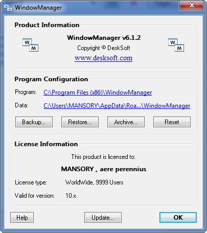 DeskSoft WindowManager 6.1.2