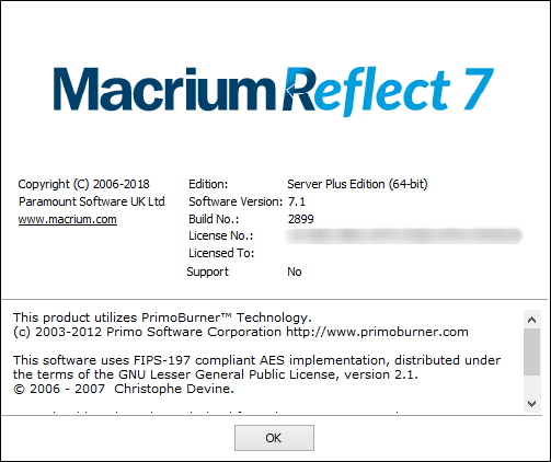 Macrium Reflect Workstation / Server Plus 7.1.2899