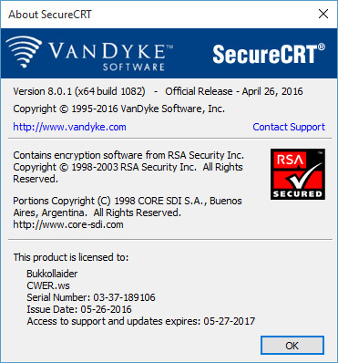 SecureCRT 8.0.1 Build 1082