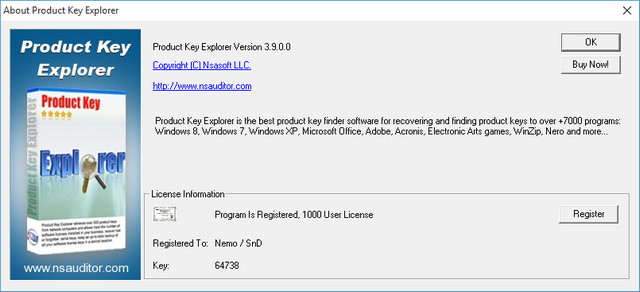 Product Key Explorer 3.9.0.0