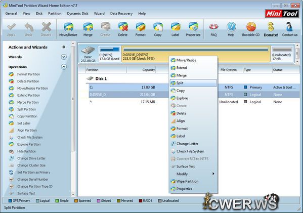 Partition Wizard Home Edition 7