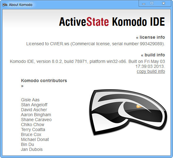 Komodo IDE 8.0.2 Build 78971