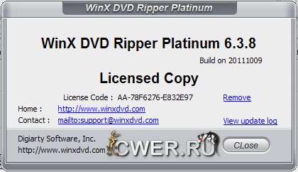 WinX DVD Ripper Platinum 6.3.8 Build 20111009
