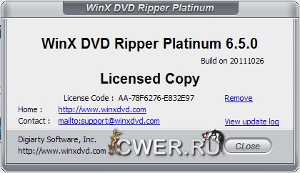 WinX DVD Ripper Platinum 6.5.0 Build 20111026
