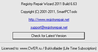 Registry Repair Wizard 2011 Build 6.63