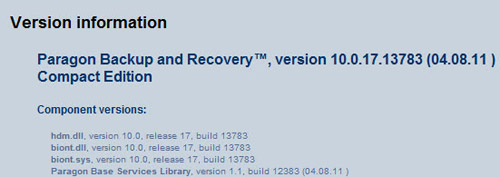 Paragon Backup and Recovery 11 Compact Edition